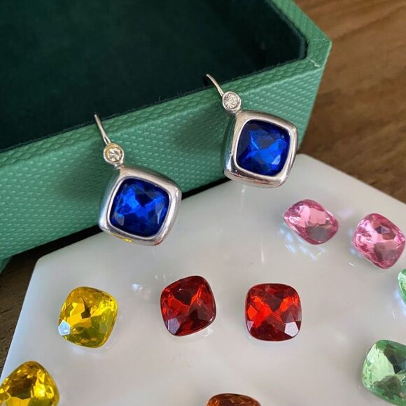 Joan Rivers Interchangeable Earring Set of 10 Colors - Silver Tone - Picture 2 of 5